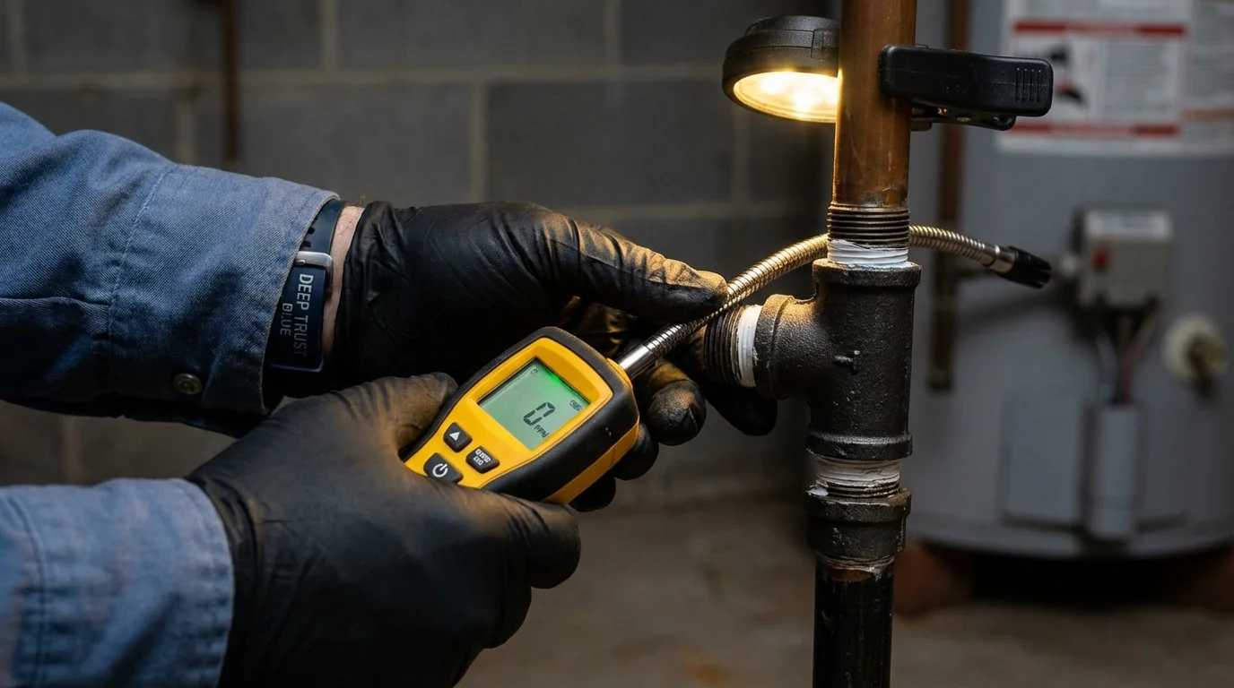 Gas leak detection with electronic sniffer by Johns Plumbing LLC in Searcy